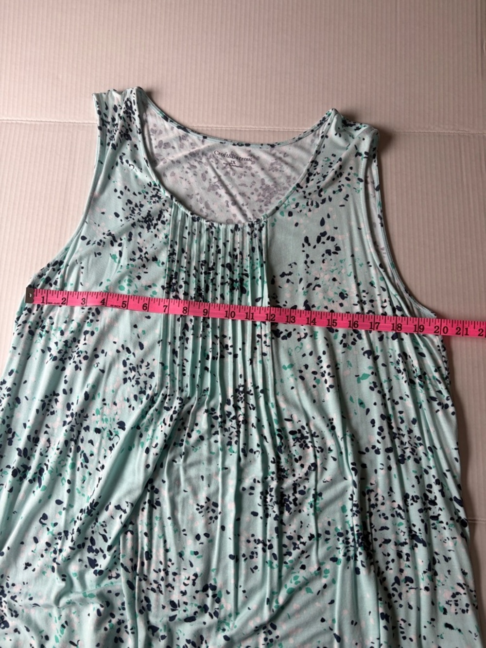 Croft & Barrow Mint Green Pleated Speckle Tank Top Sz 2X XXL - Picture 5 of 9